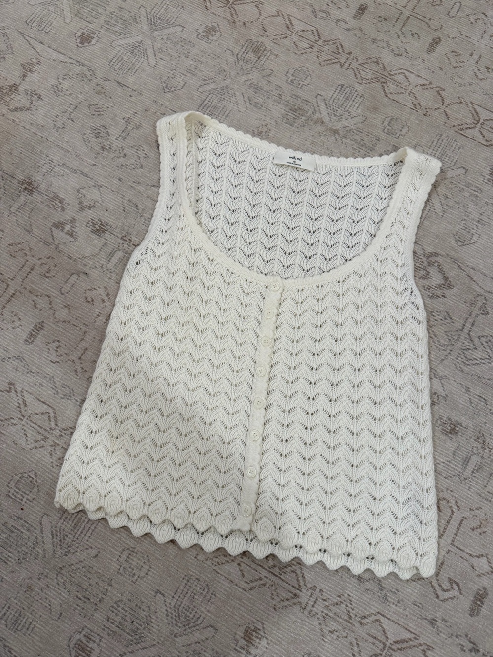 Aritzia Crochet Button-Front Tank Top - Cream